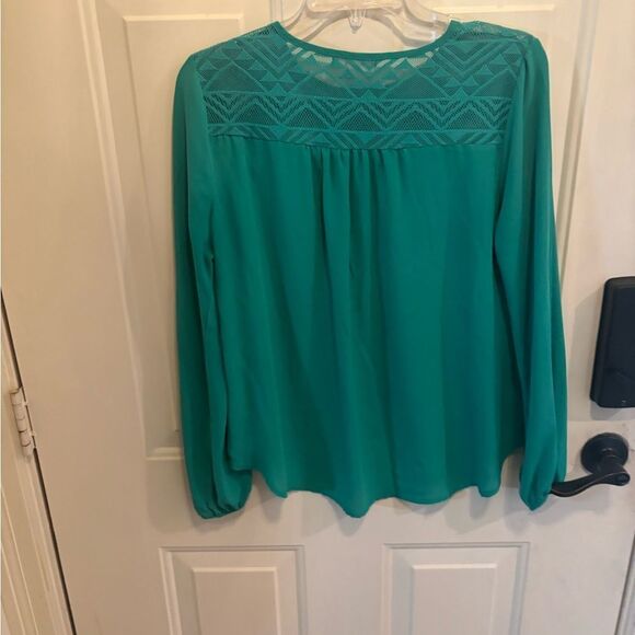 Anthropologie Meraki Green Boxy Flutter Sleeve Blouse - Picture 4 of 4